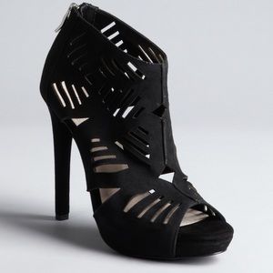 BCBGeneration Morocco Black Suede Cutout Bootie